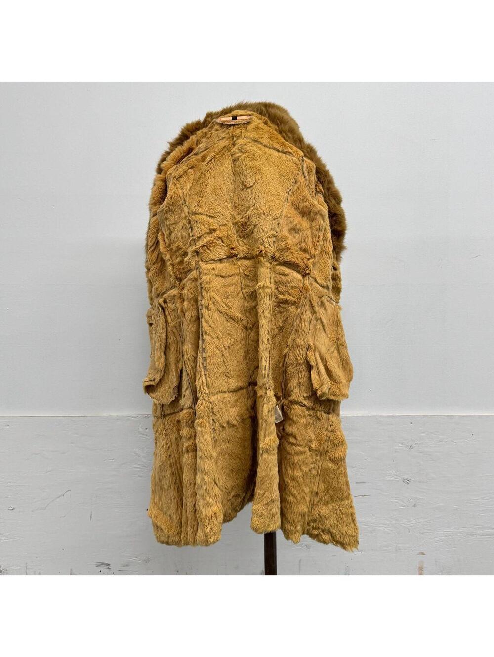 Vintage Y2K Penny Lane Suede Trench Coat w Fox Fur Collar Rabbit Lining - Picture 6 of 8